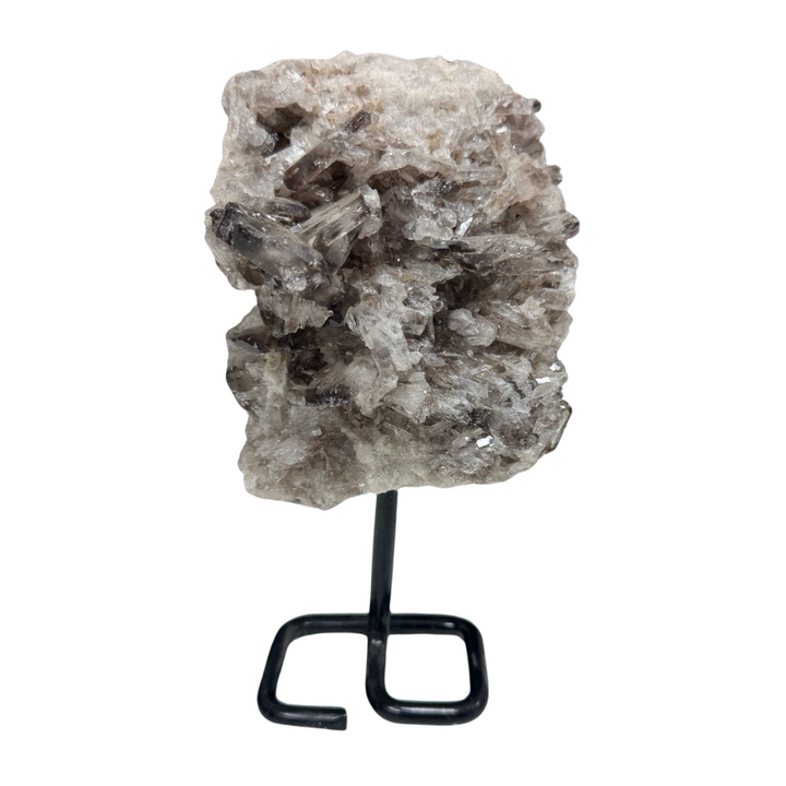 Large Smoky Quartz on Metal Stand – Grounding Crystal for Protection & Inner Peace (6"–7.5")