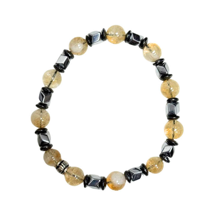 Citrine & Hematite Abundance Bracelet – Grounded Confidence & Radiant Energy