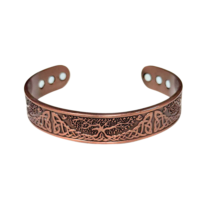 Tree of Life Copper Bracelet – Magnetic Healing Cuff in Silver or Rose Copper