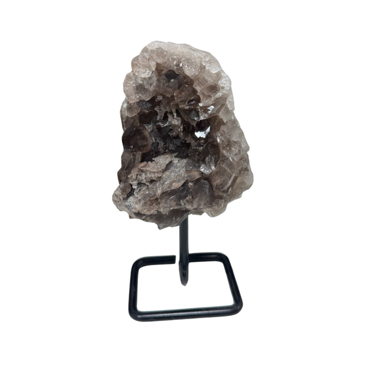 Cristal de cuarzo ahumado natural sobre soporte de metal: decoración con piedras preciosas curativas, regalos para terapia de meditación