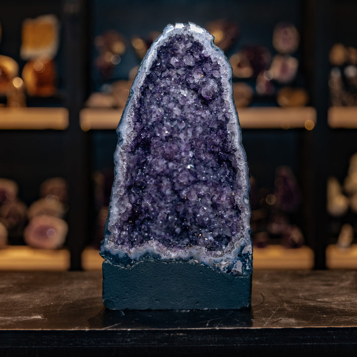 Towering Amethyst Cathedral Geode | 7.9kg Elongated Crystal Spire | High-Clarity Tall Arch Decor Statement