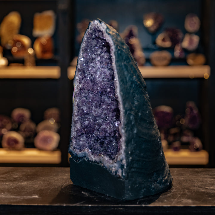 Towering Amethyst Cathedral Geode | 7.9kg Elongated Crystal Spire | High-Clarity Tall Arch Decor Statement