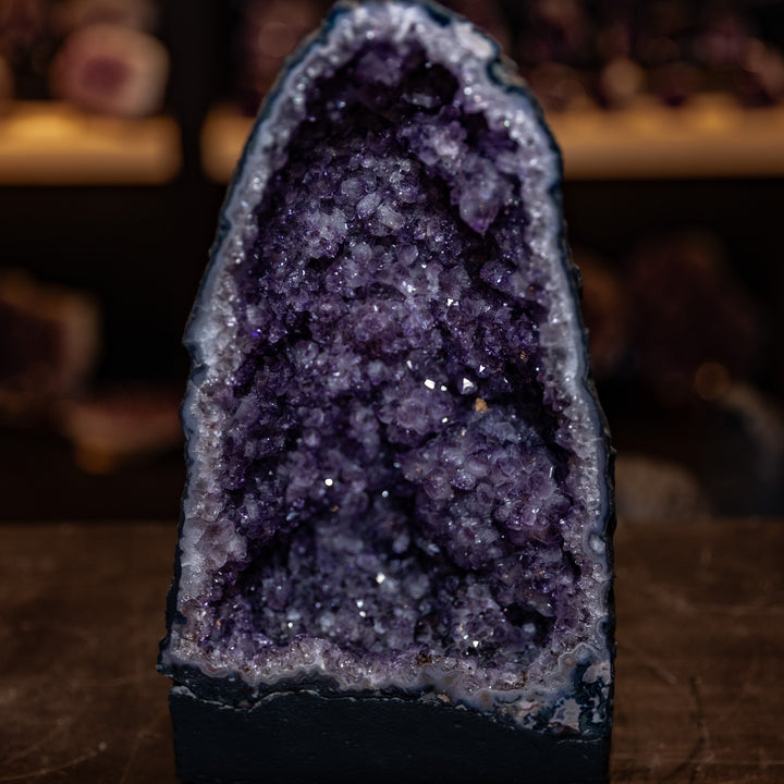 Towering Amethyst Cathedral Geode | 7.9kg Elongated Crystal Spire | High-Clarity Tall Arch Decor Statement