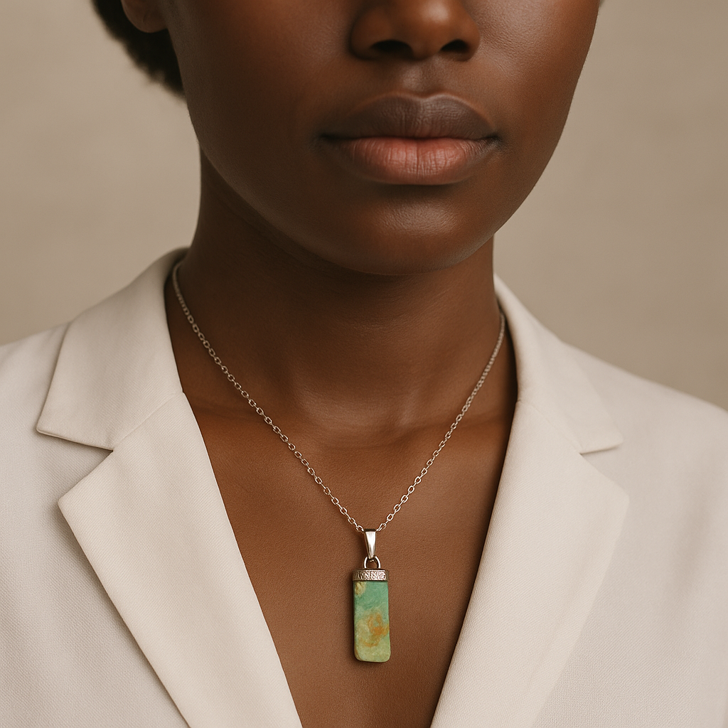 Amazonite Slab Stick Pendant Necklace - Handcrafted Crystal Jewelry