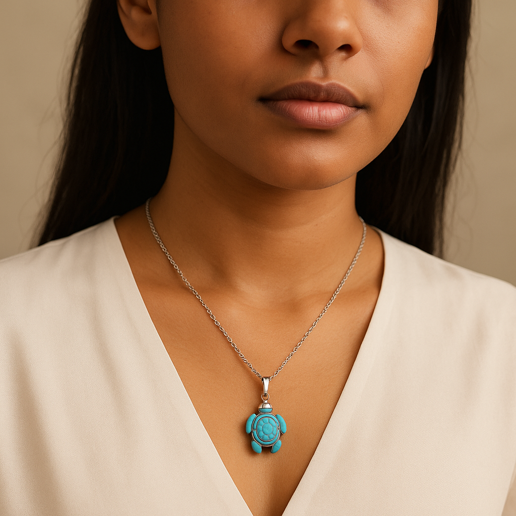 Turquoise Howlite Turtle Pendant Necklace - Serene Beauty & Handcrafted Charm