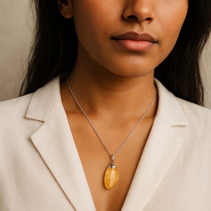 Collier pendentif en pierre précieuse de citrine naturelle fabriqué à la main