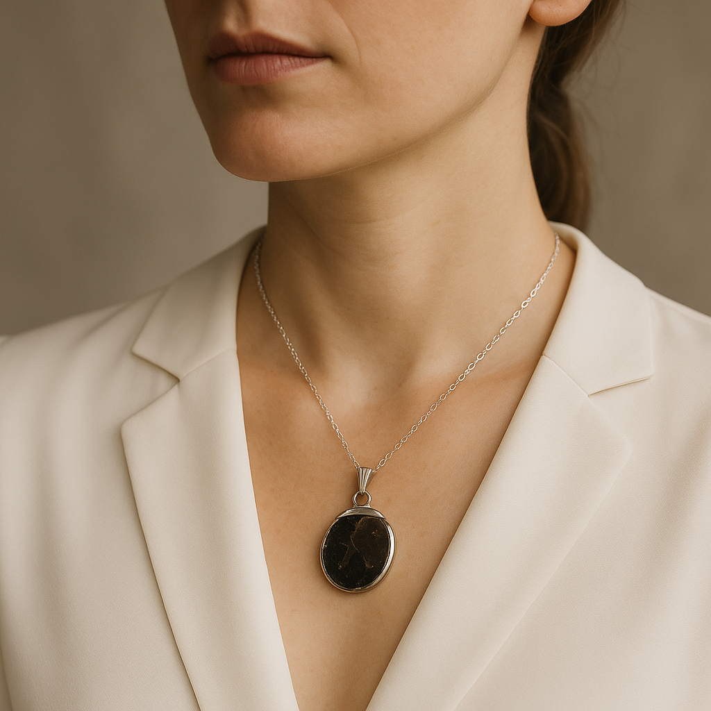 Collier pendentif en hématite naturelle fabriqué à la main