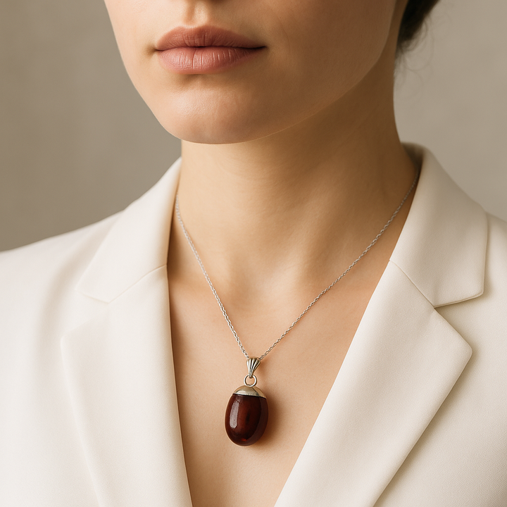 Collier pendentif en cornaline naturelle fabriqué à la main