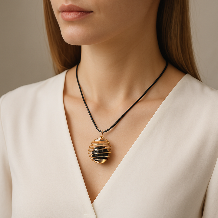 Spirit Weaver Gold-Metal Wire Pendant - Harmony, Elegance, Energy Enhancing Necklace
