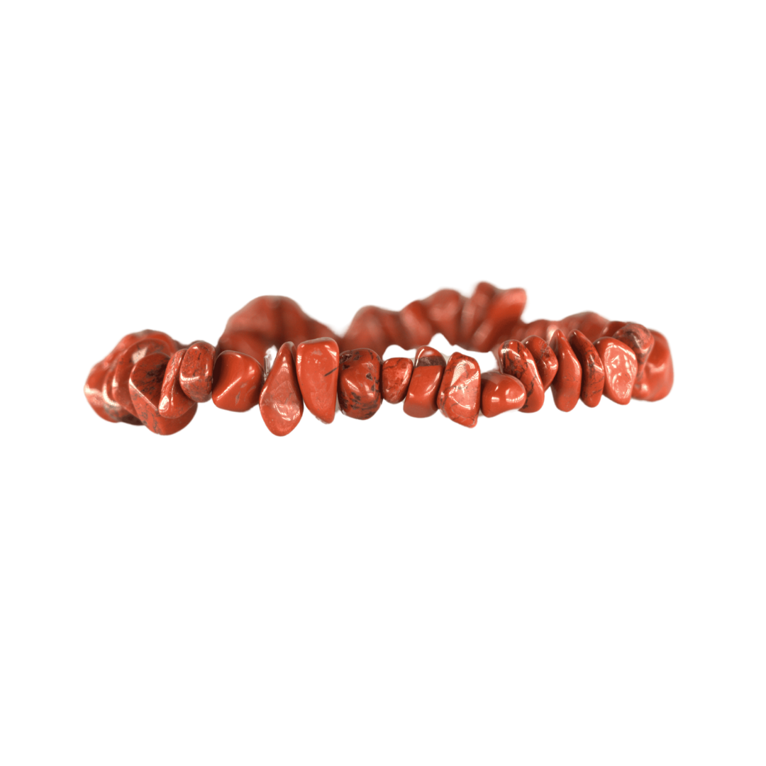 Pulsera de jaspe rojo natural en chips (sin metal, 5-8 mm)