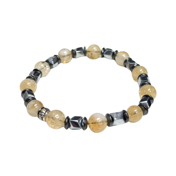 Citrine & Hematite Abundance Bracelet – Grounded Confidence & Radiant Energy
