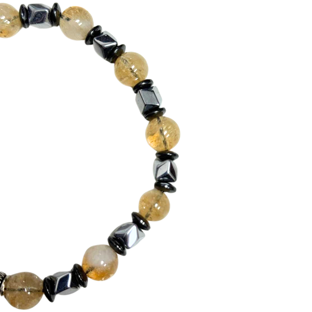 Citrine & Hematite Abundance Bracelet – Grounded Confidence & Radiant Energy