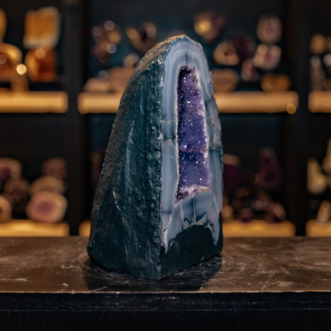 Amethyst Cathedral Geode with Thick Agate Banding (6.9 KG) – Polished Standing Crystal Decor