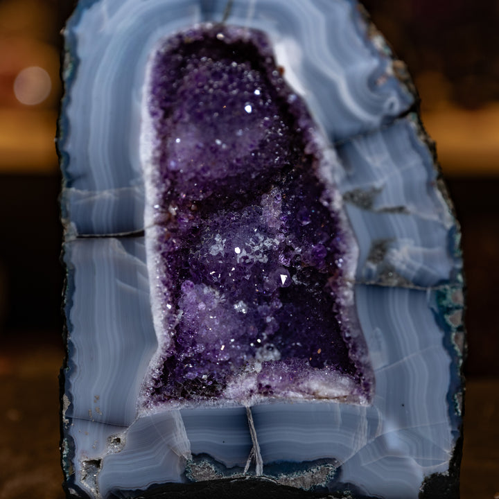 Amethyst Cathedral Geode with Thick Agate Banding (6.9 KG) – Polished Standing Crystal Decor