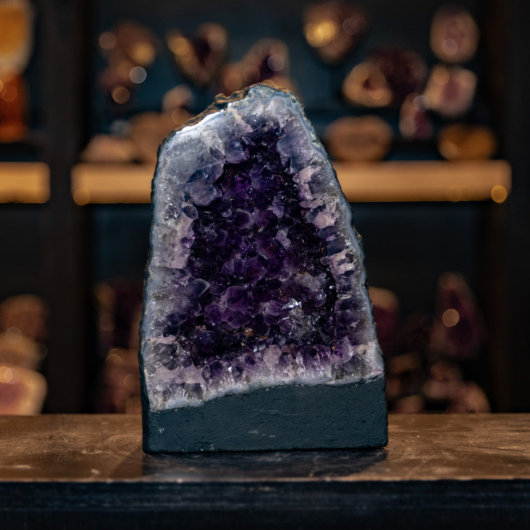 Deep Purple Amethyst Cathedral Geode - 7.4kg – Classic Tapered Peak with High-Saturation Crystals