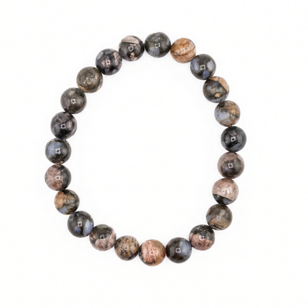 Glaucophane & African Blue Opal Llanite Metal-Free Stretch Bracelet – 8mm Natural Stone Jewelry