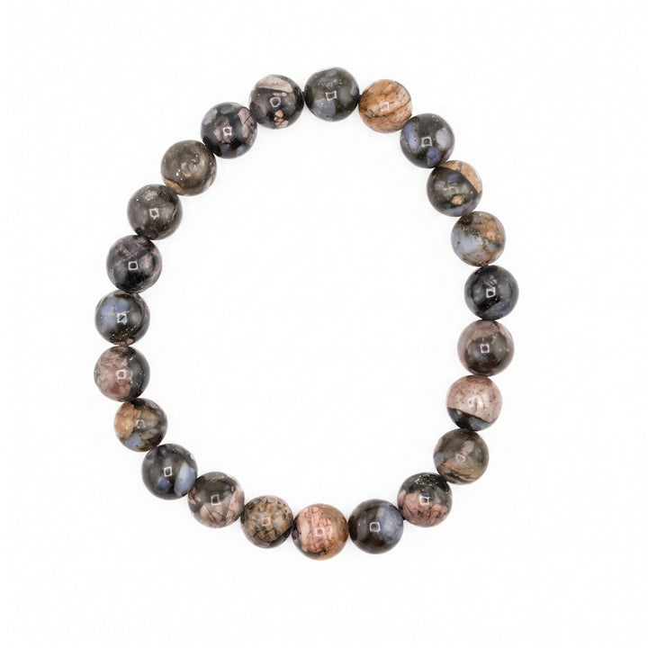 Glaucophane & African Blue Opal Llanite Metal-Free Stretch Bracelet – 8mm Natural Stone Jewelry
