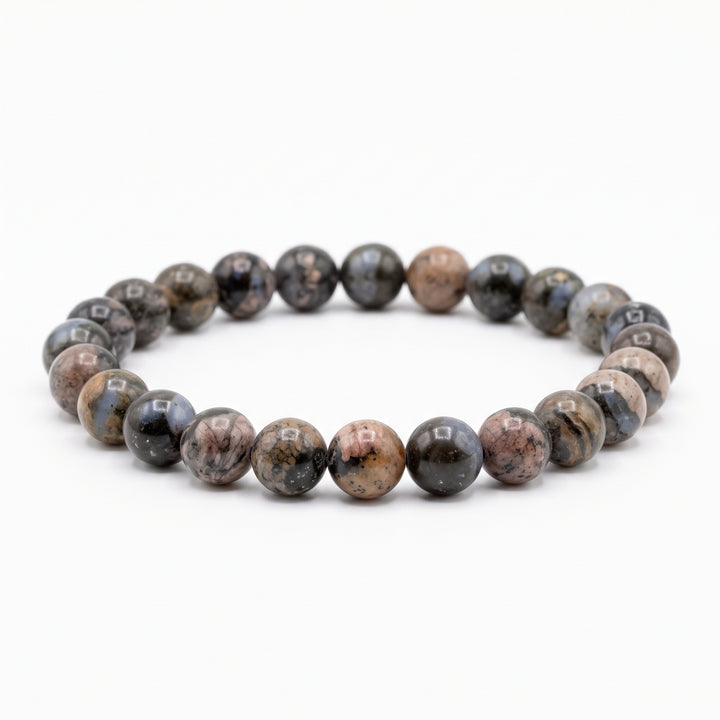 Glaucophane & African Blue Opal Llanite Metal-Free Stretch Bracelet – 8mm Natural Stone Jewelry