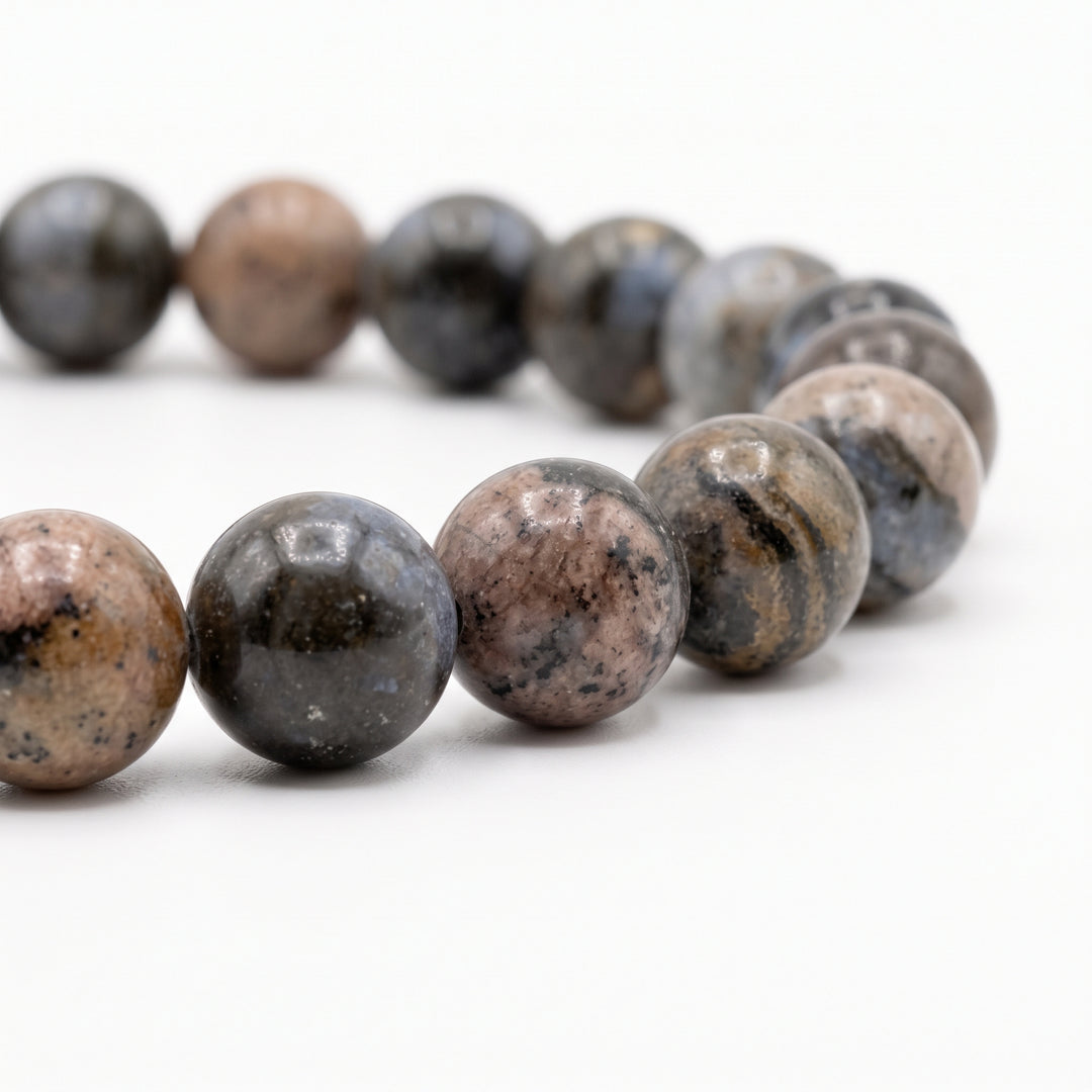 Glaucophane & African Blue Opal Llanite Metal-Free Stretch Bracelet – 8mm Natural Stone Jewelry