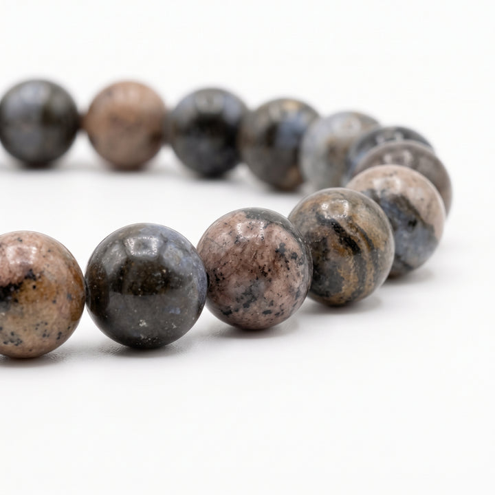Glaucophane & African Blue Opal Llanite Metal-Free Stretch Bracelet – 8mm Natural Stone Jewelry