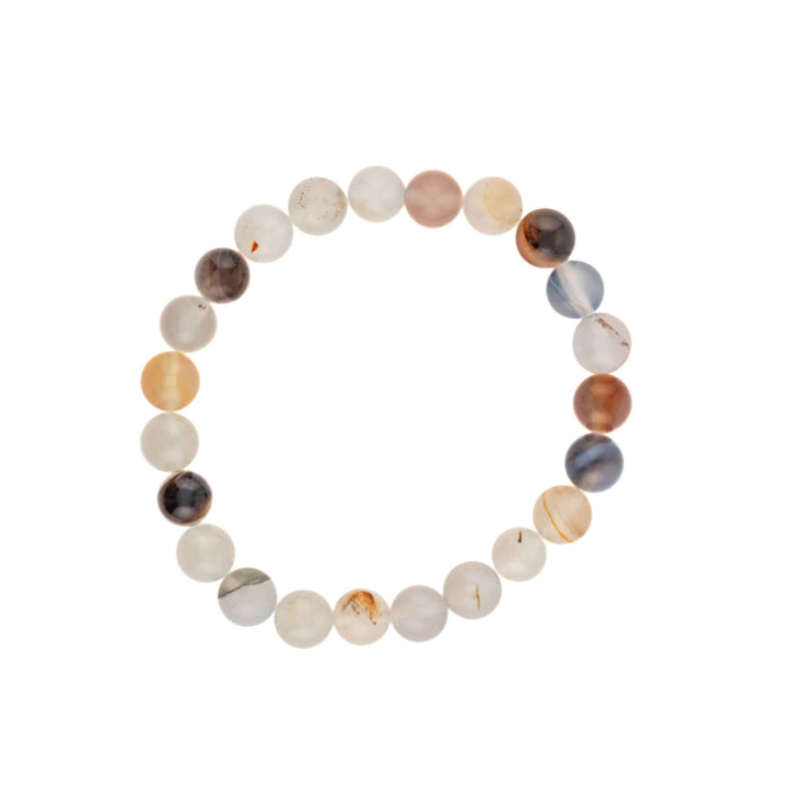 Dendritic Agate Metal-Free Stretch Bracelet – 8mm Natural Earth Stone Jewelry