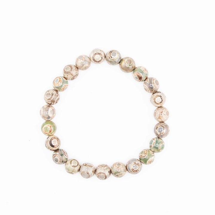 Tibetan Agate Metal-Free Stretch Bracelet – 8mm Protective Stone Jewelry