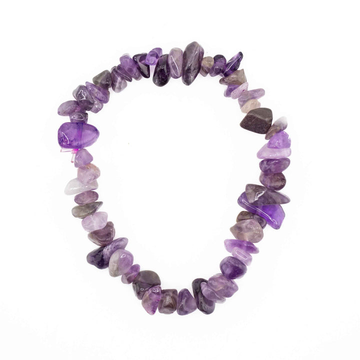 Natural Amethyst Chip Stone Bracelet – Metal-Free, 5-8mm - Genuine Purple Gemstone