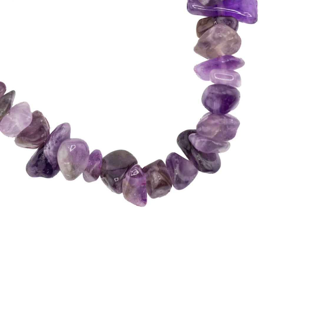 Natural Amethyst Chip Stone Bracelet – Metal-Free, 5-8mm - Genuine Purple Gemstone