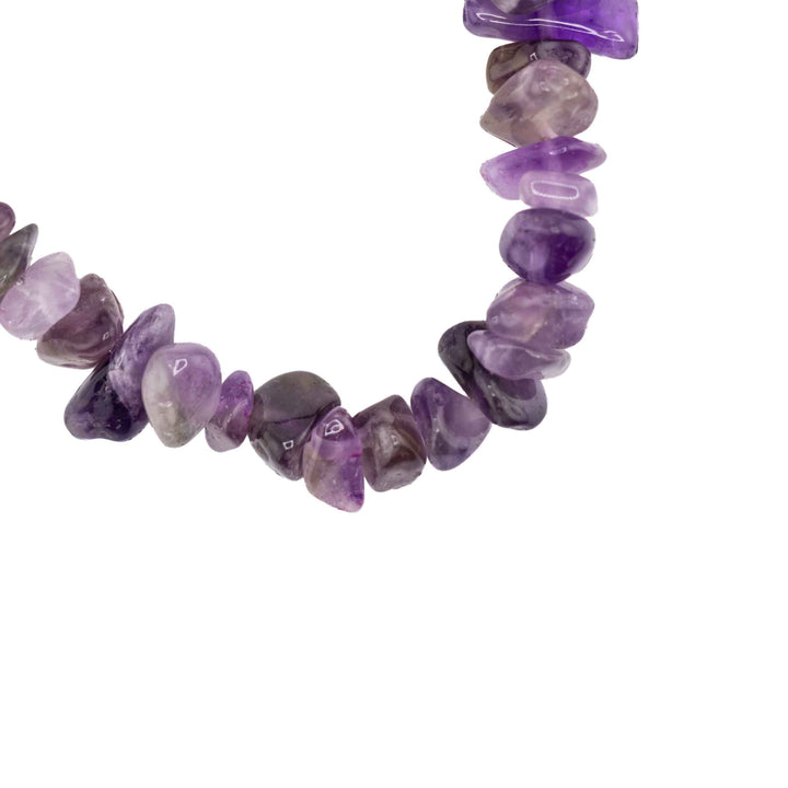 Natural Amethyst Chip Stone Bracelet – Metal-Free, 5-8mm - Genuine Purple Gemstone
