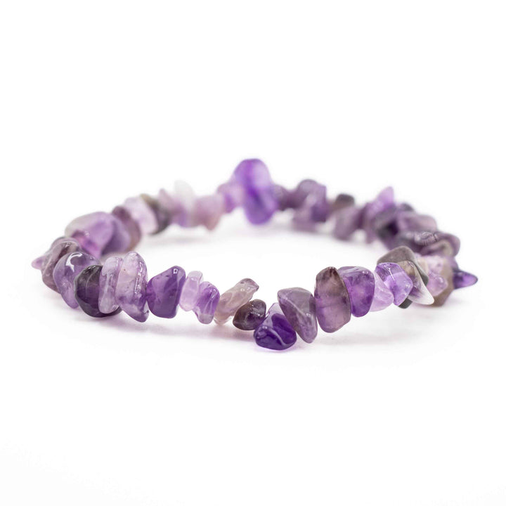 Natural Amethyst Chip Stone Bracelet – Metal-Free, 5-8mm - Genuine Purple Gemstone