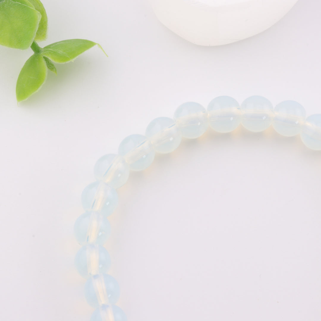 Opalite Energy Bracelet – 6mm Beads, Metal-Free Crystal for Intuition & Emotional Healing