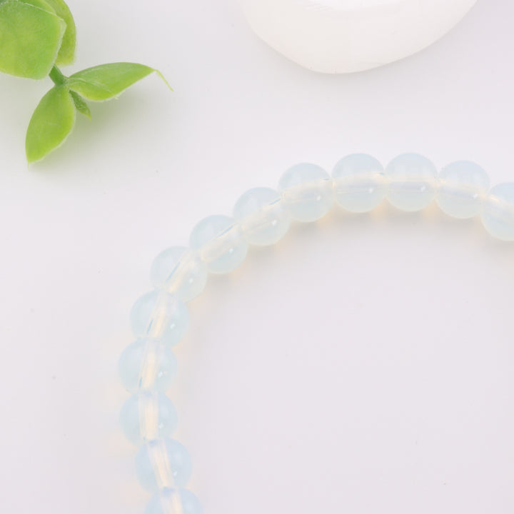 Opalite Energy Bracelet – 6mm Beads, Metal-Free Crystal for Intuition & Emotional Healing