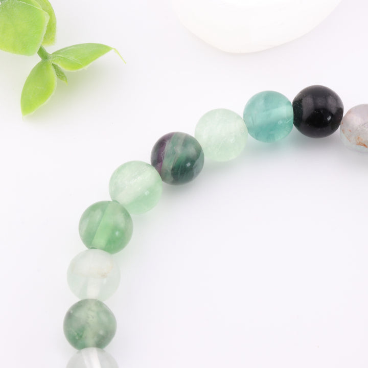 Natural Fluorite Gemstone Bracelet - 8mm, Metal-Free Jewel Accessory