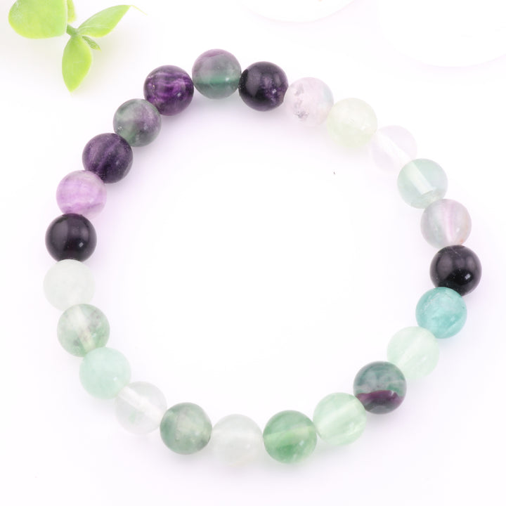 Natural Fluorite Gemstone Bracelet - 8mm, Metal-Free Jewel Accessory