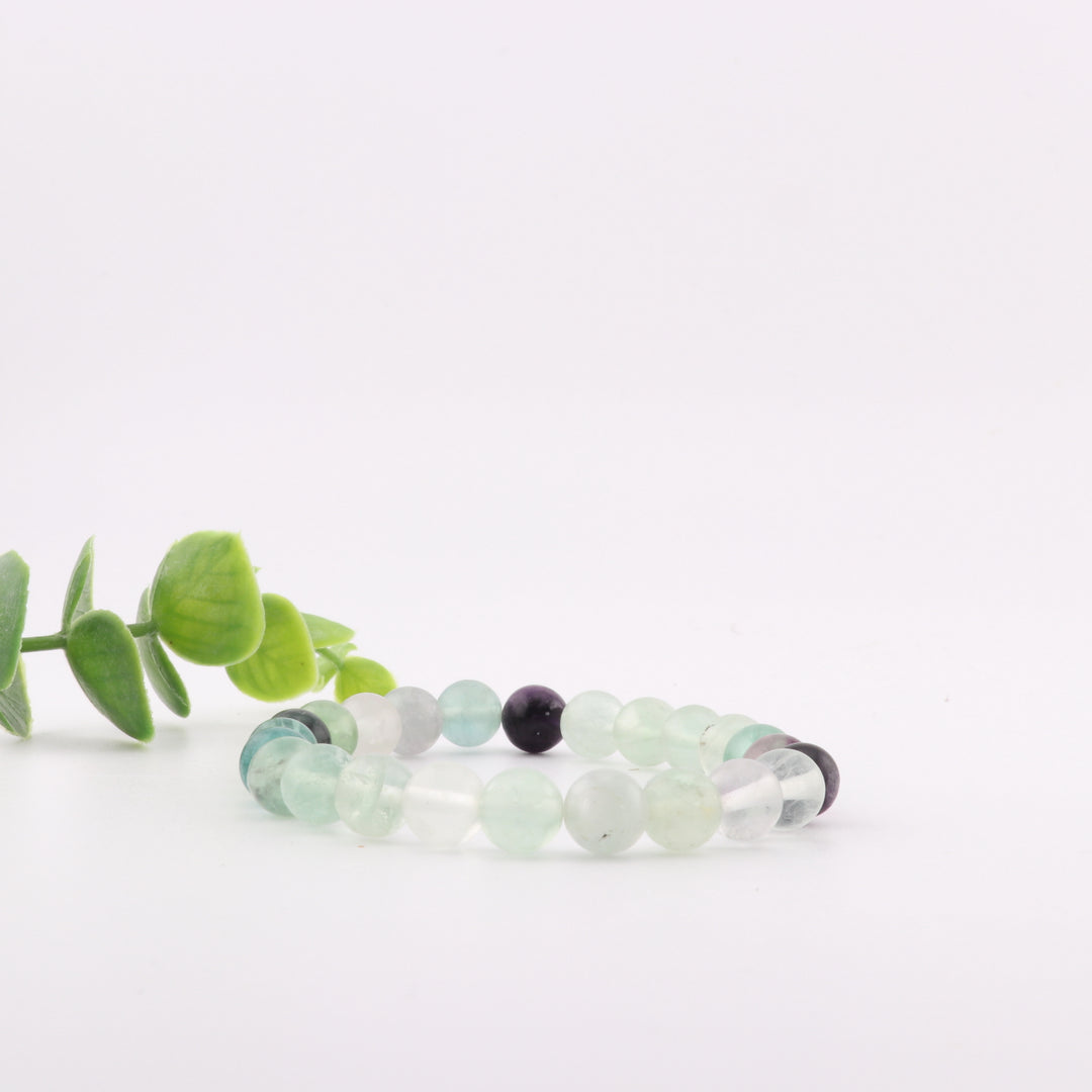 Natural Fluorite Gemstone Bracelet - 8mm, Metal-Free Jewel Accessory