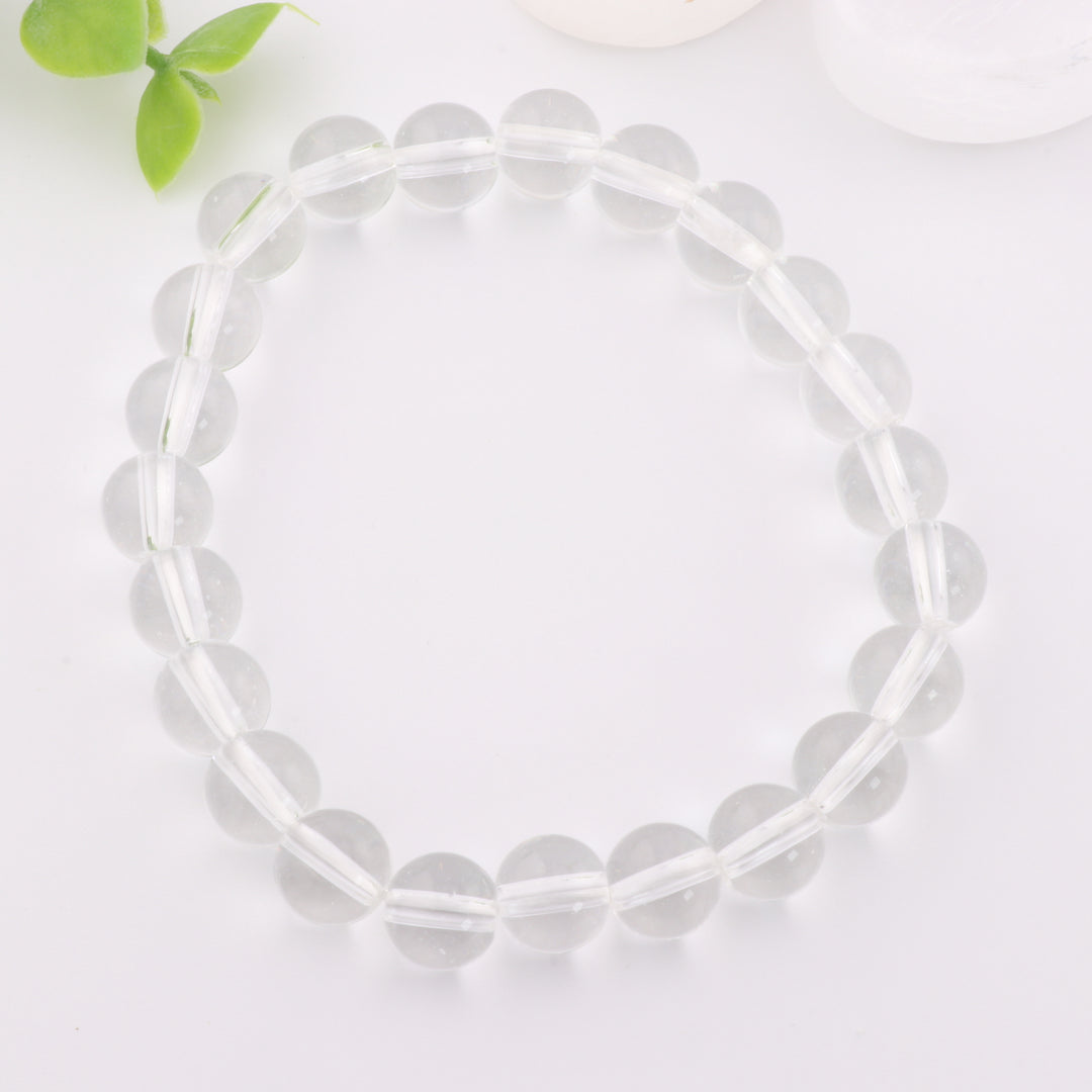 Natural Clear Quartz Bracelet – Metal-Free, 8mm Gemstone Accessory