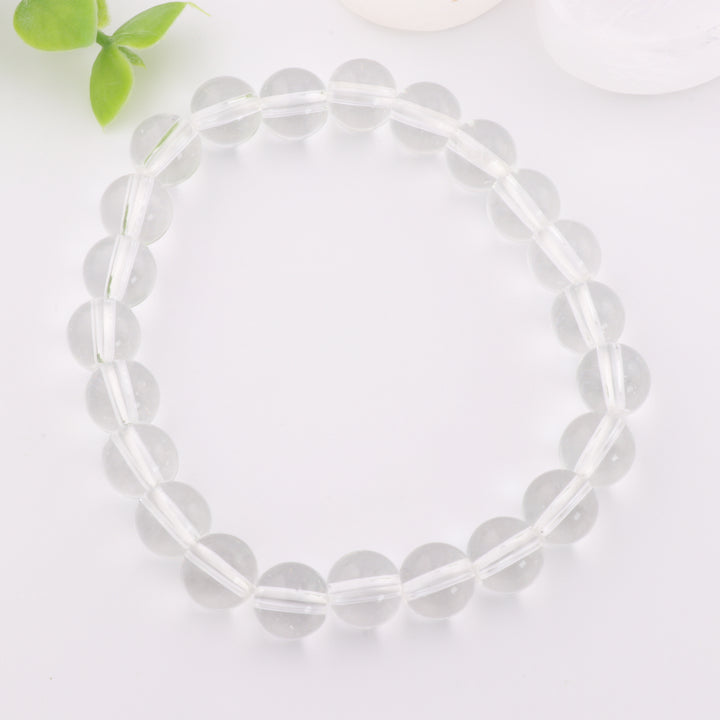 Natural Clear Quartz Bracelet – Metal-Free, 8mm Gemstone Accessory