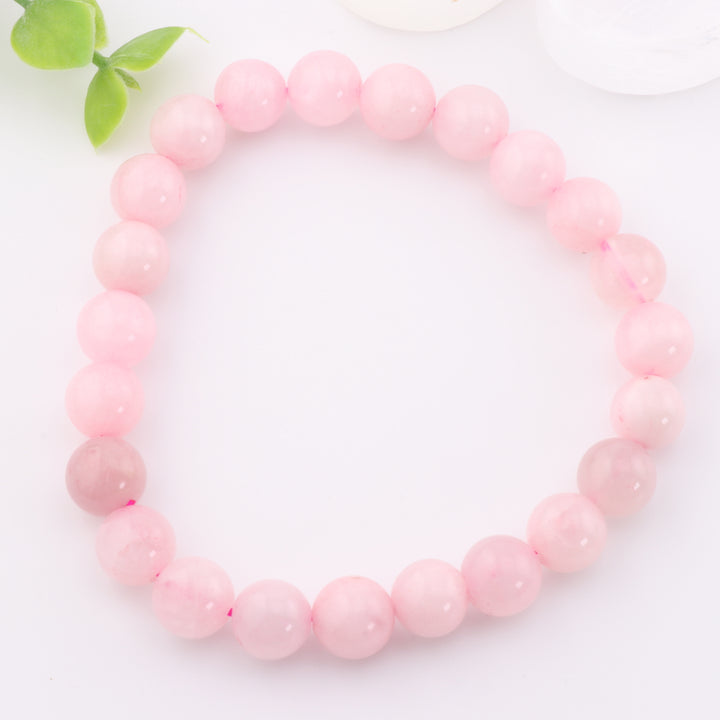 Natural Rose Quartz Bracelet - Metal-Free, 8mm Gemstones