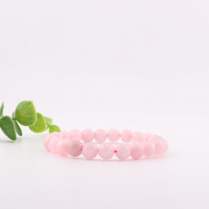 Natural Rose Quartz Bracelet - Metal-Free, 8mm Gemstones