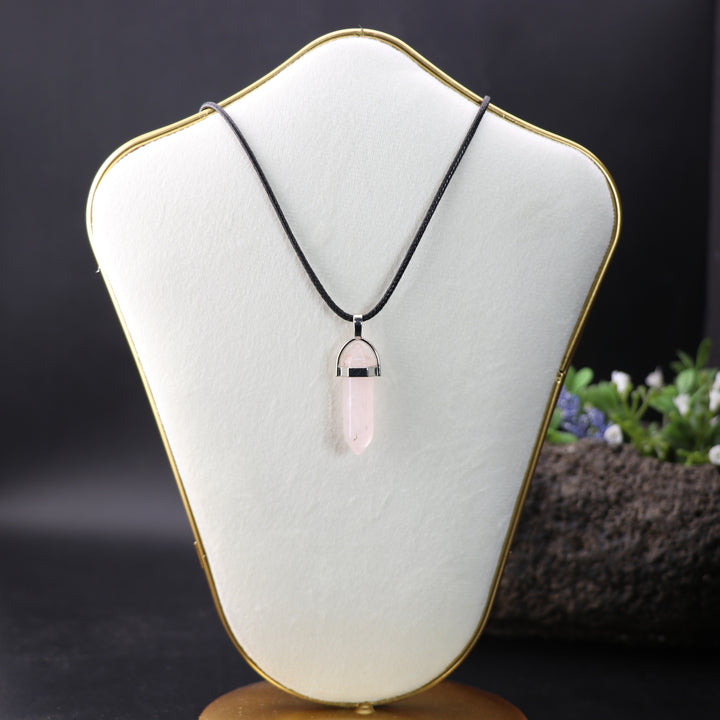 Handcrafted Natural Rose Quartz Point Pendant Necklace