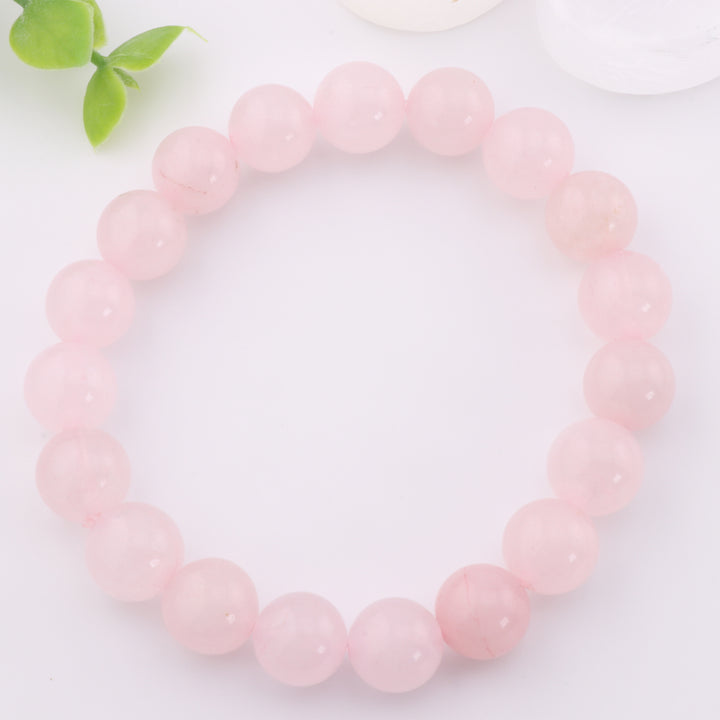 Natural Rose Quartz Bracelet - Metal Free, 10mm - Pink Love Stone, Heart's Delight Gem