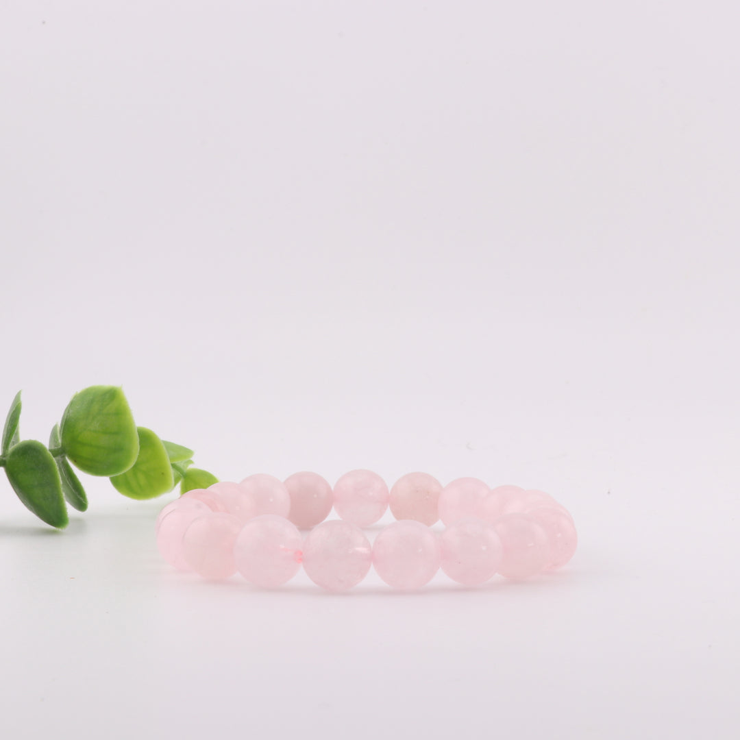 Natural Rose Quartz Bracelet - Metal Free, 10mm - Pink Love Stone, Heart's Delight Gem