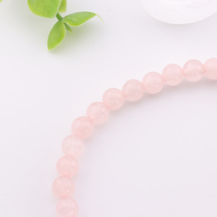 Natural Rose Quartz Gemstone Bracelet - Metal Free, 6mm - Stone of Love, Heart's Delight