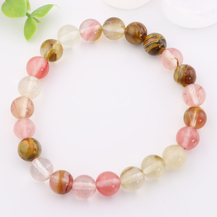 Natural Tiger Skin Bracelet - Metal Free, 8mm - Perfect for Harmony & Balance