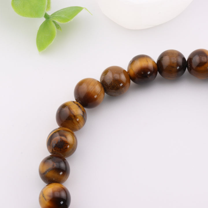 Natural Tiger Eye Bracelet – Metal-Free, 8mm Gemstones