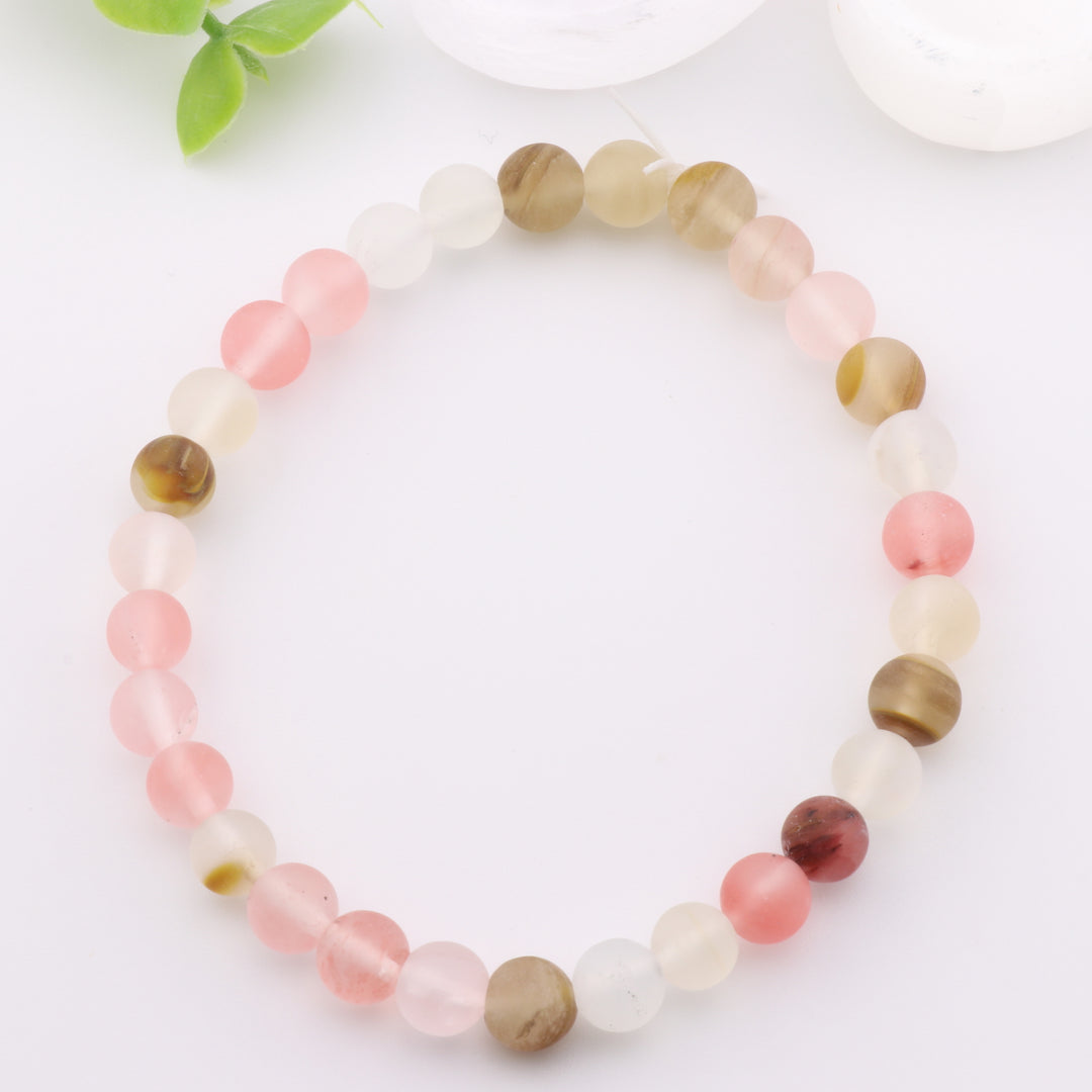 Natural Frosted Tiger Skin Stone Bracelet - Metal Free, 6mm - Healing Crystal Jewelry