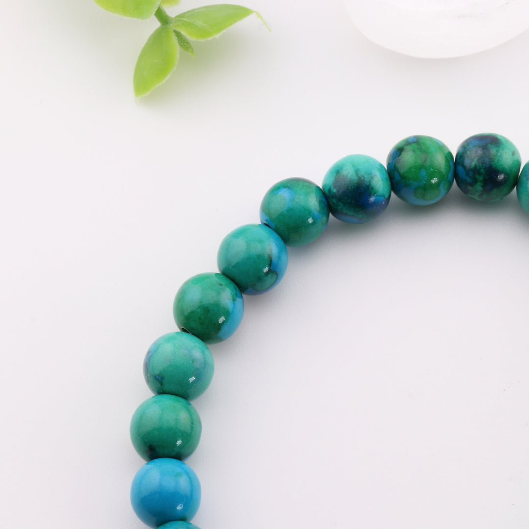 Natural Chrysocolla Gemstone Bracelet - Metal Free, 8mm - Tranquil Energy Stone