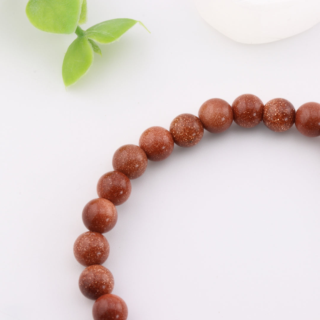 Natural Red Goldstone Bracelet, Metal-Free 6mm Beads - Energy Boost, Luxury Accessory