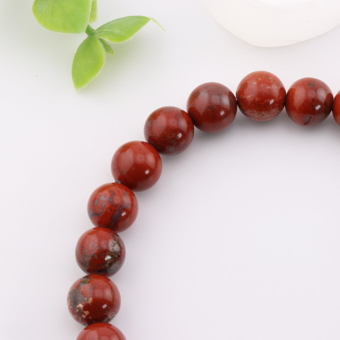 Natural Red Jasper Bracelet - Metal Free, 8 mm - Perfect for Energy Balancing & Style