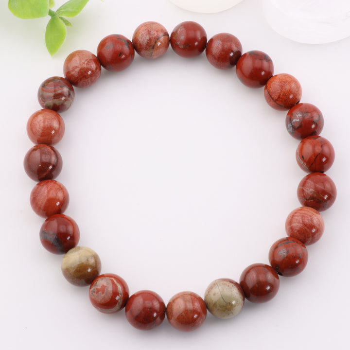 Natural Red Jasper Bracelet - Metal Free, 8 mm - Perfect for Energy Balancing & Style